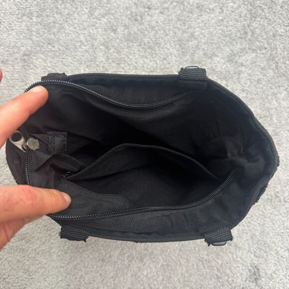 Unbranded Crochet Woven Top Handle Tote Bag Womens Black Beige Color Block Boho - Picture 6 of 8